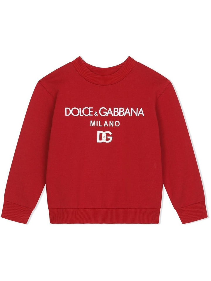 Red sweatshirt for boys with logo