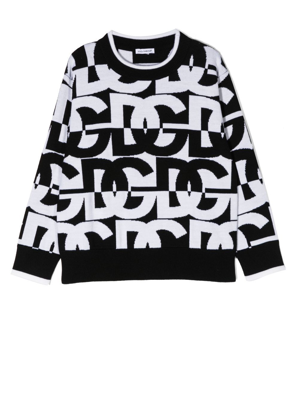 Maglione bianco e nero per bambio con logo