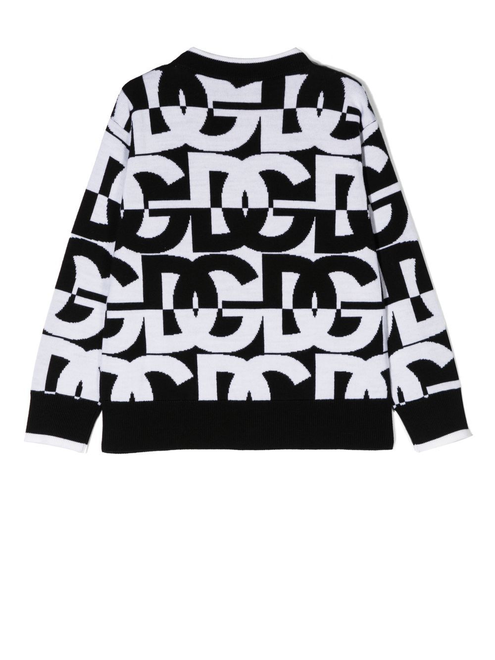 Black and white sweater for children with logo