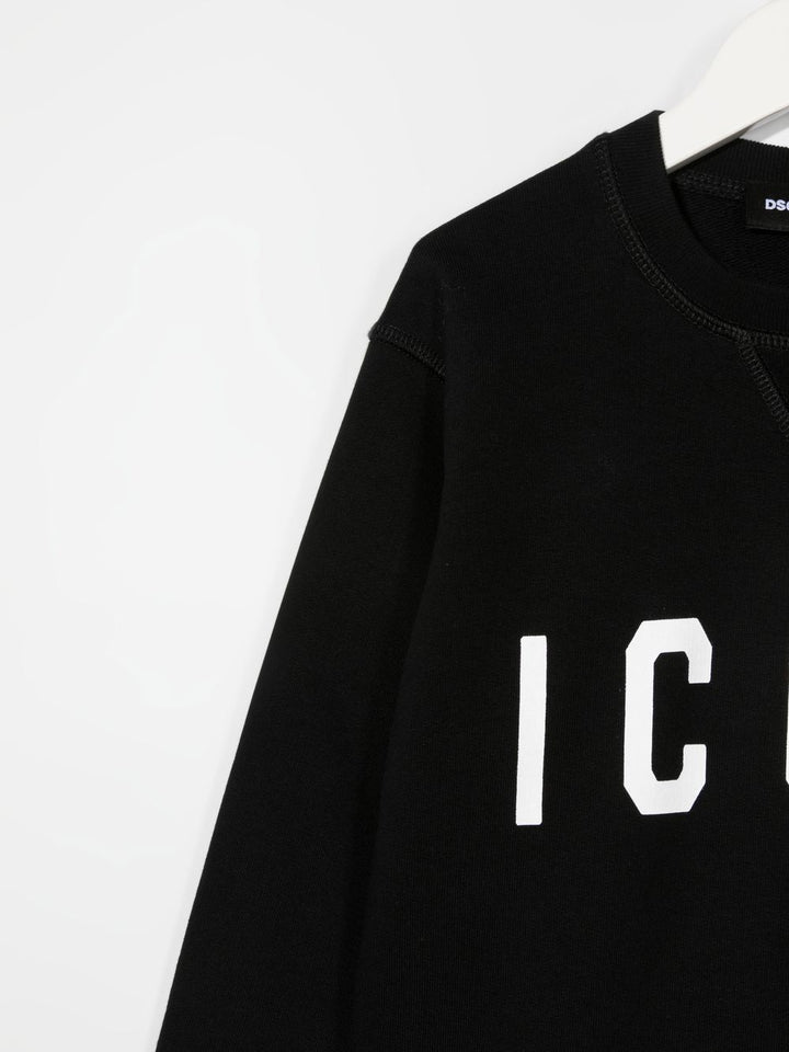 Black sweatshirt for boys with ICON logo