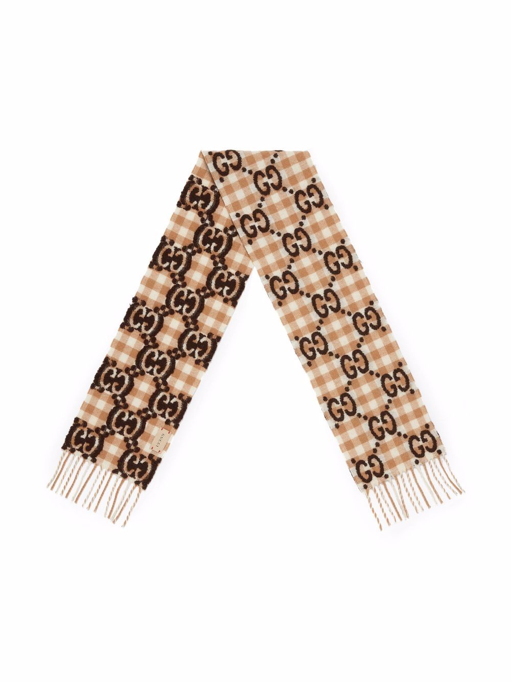 Beige and brown wool scarf for girls