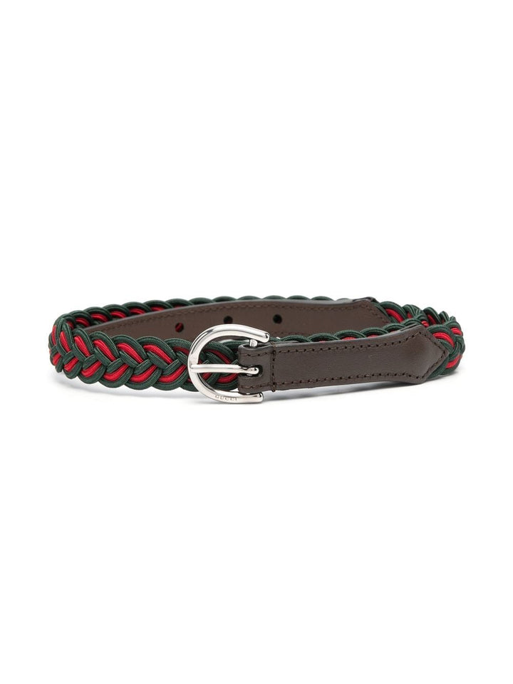 Green and red belt for girls with logo