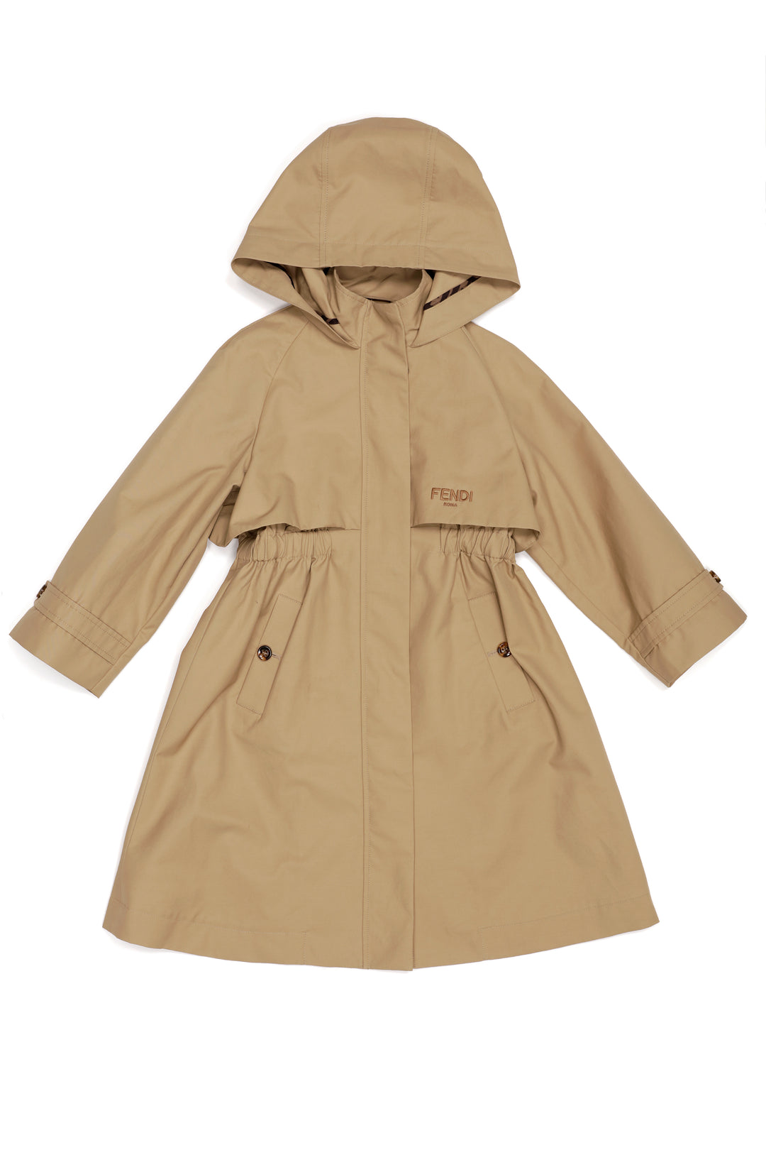 Trench beige per bambina con logo JFA154AG1W F1F4G Fendi Kids 
