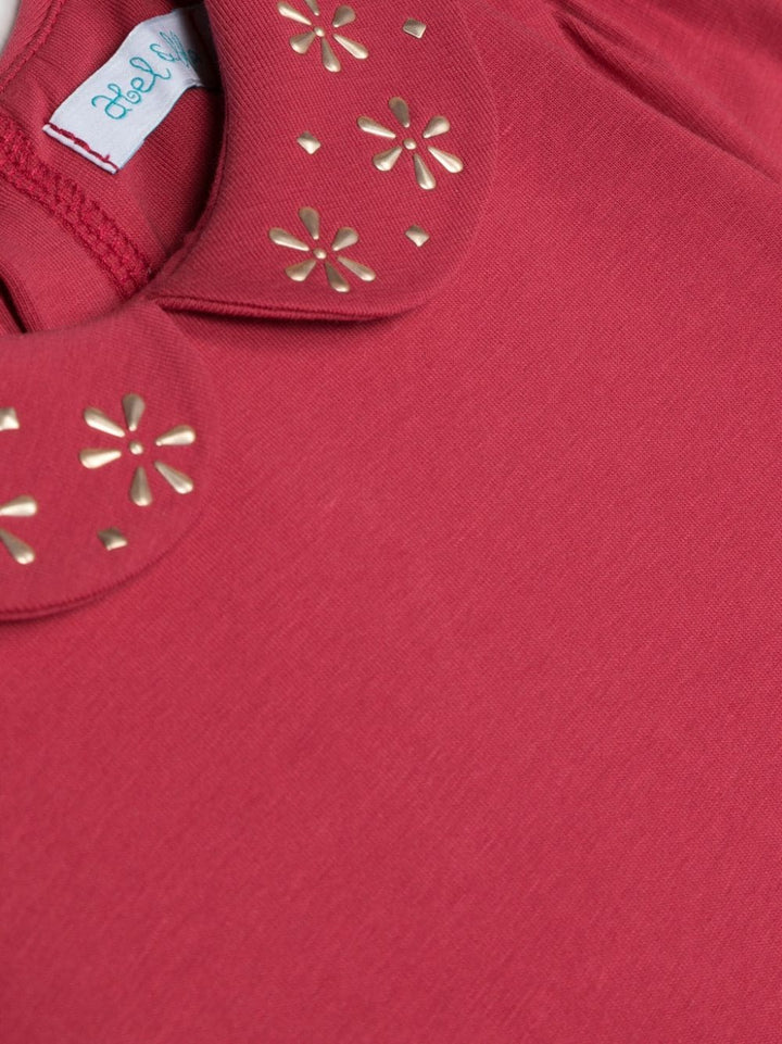 T-shirt rosa per bambina con applicazioni floreali