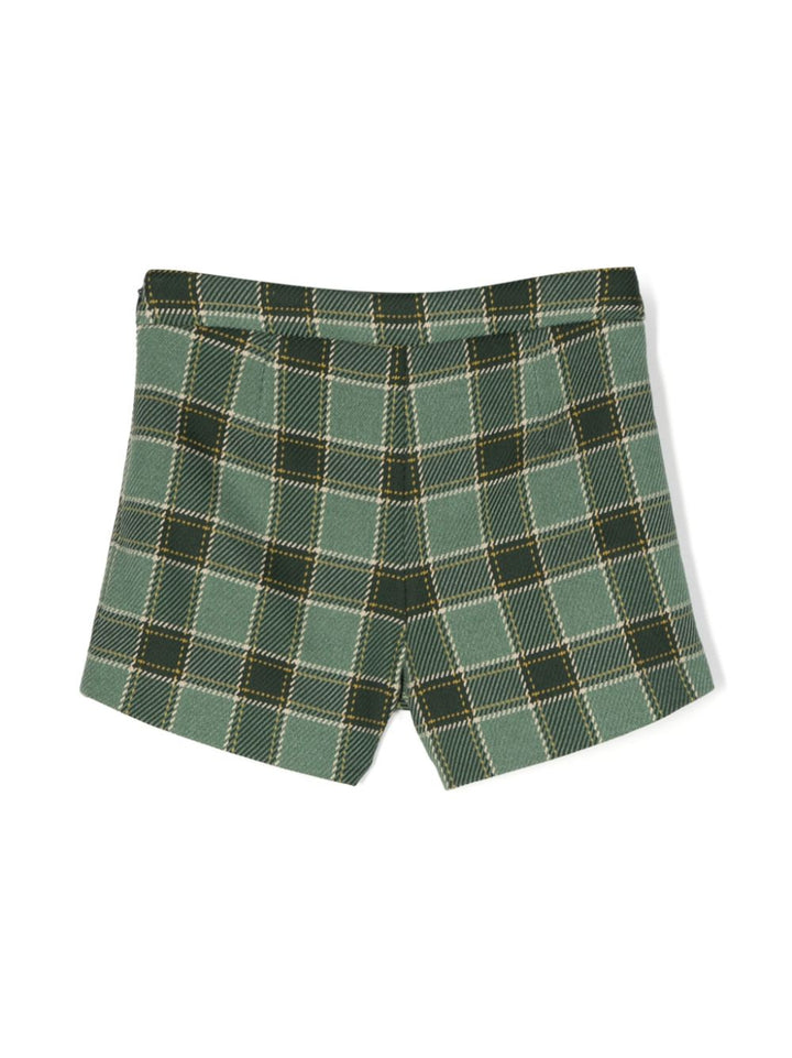 Green checked shorts for girls