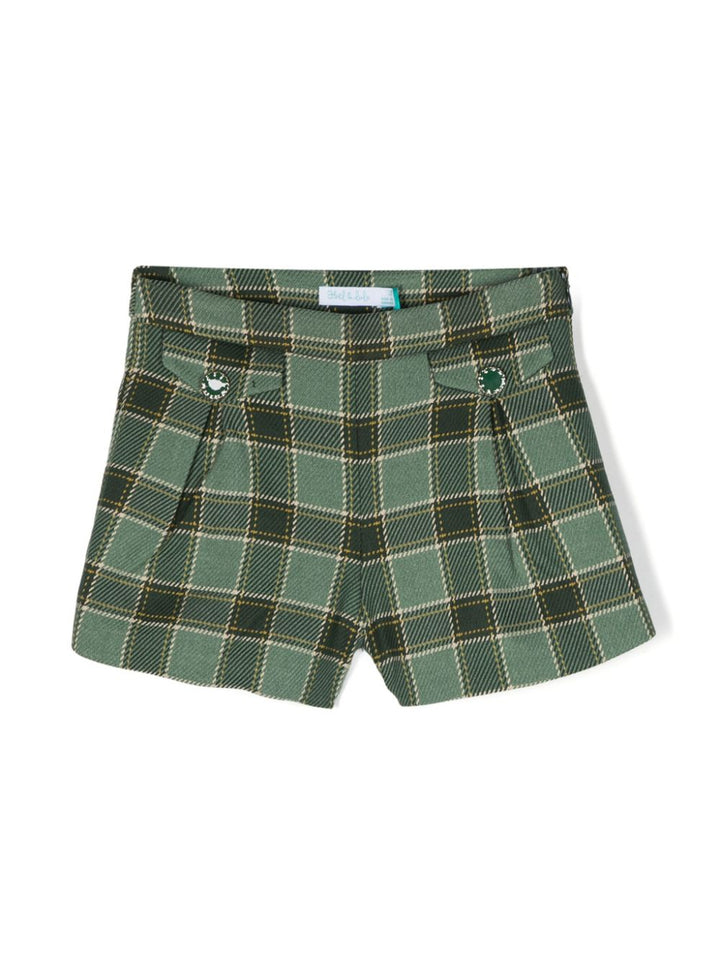 Green checked shorts for girls
