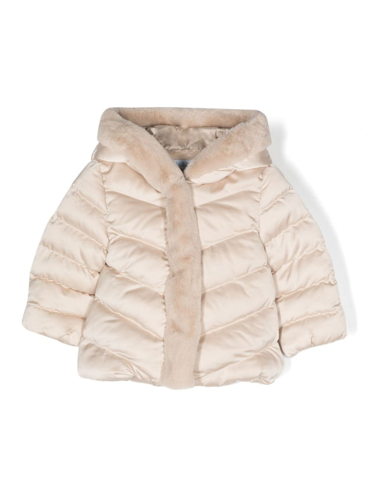 Beige padded jacket for newborn girls