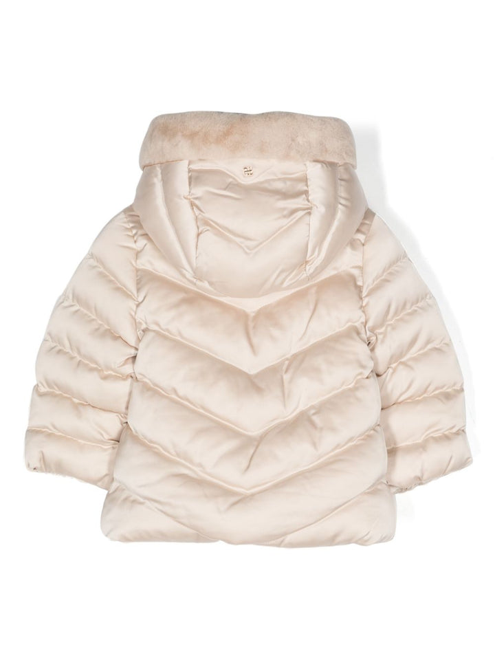 Beige padded jacket for newborn girls
