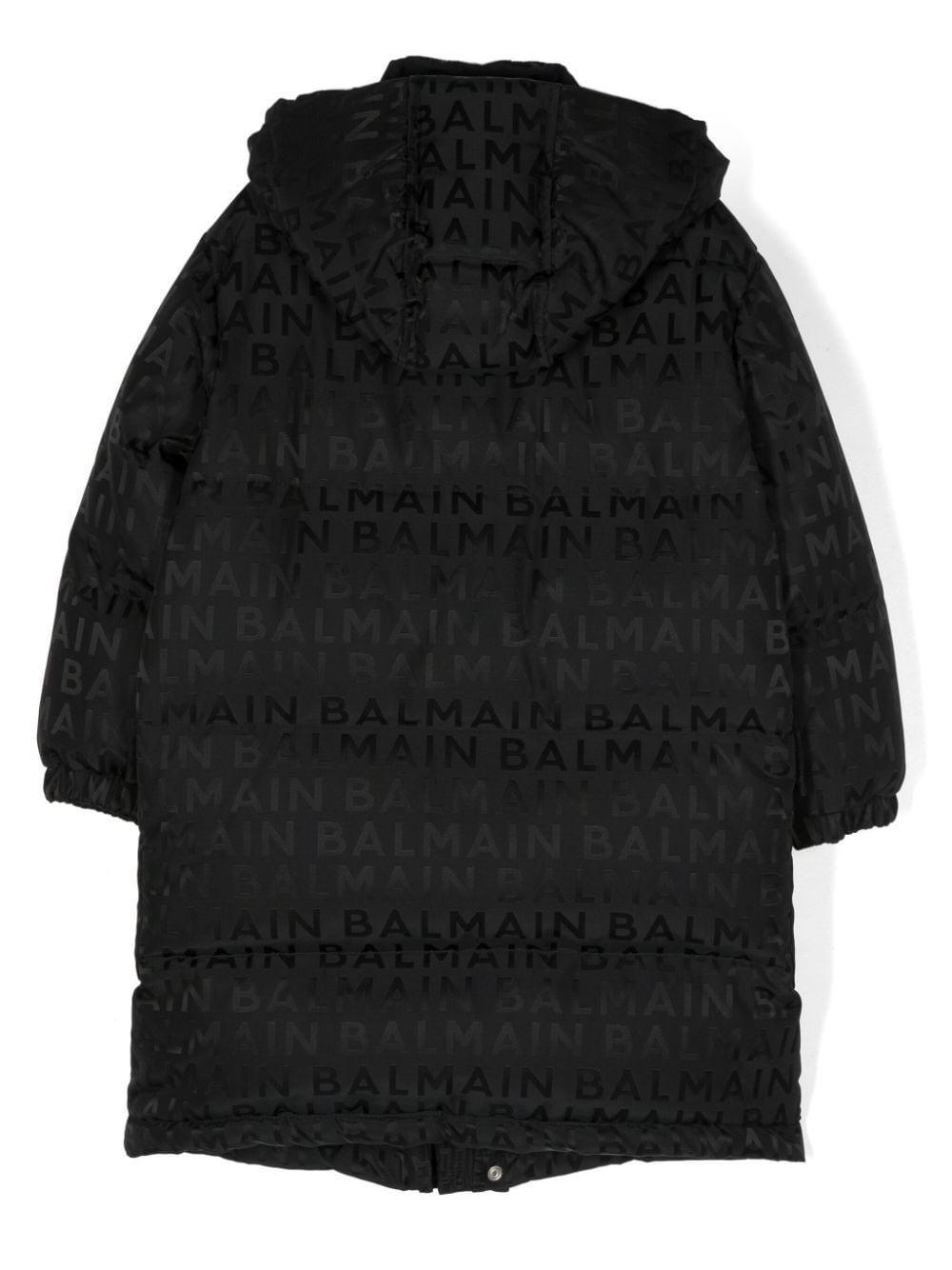 Black coat for girls with all-over logo