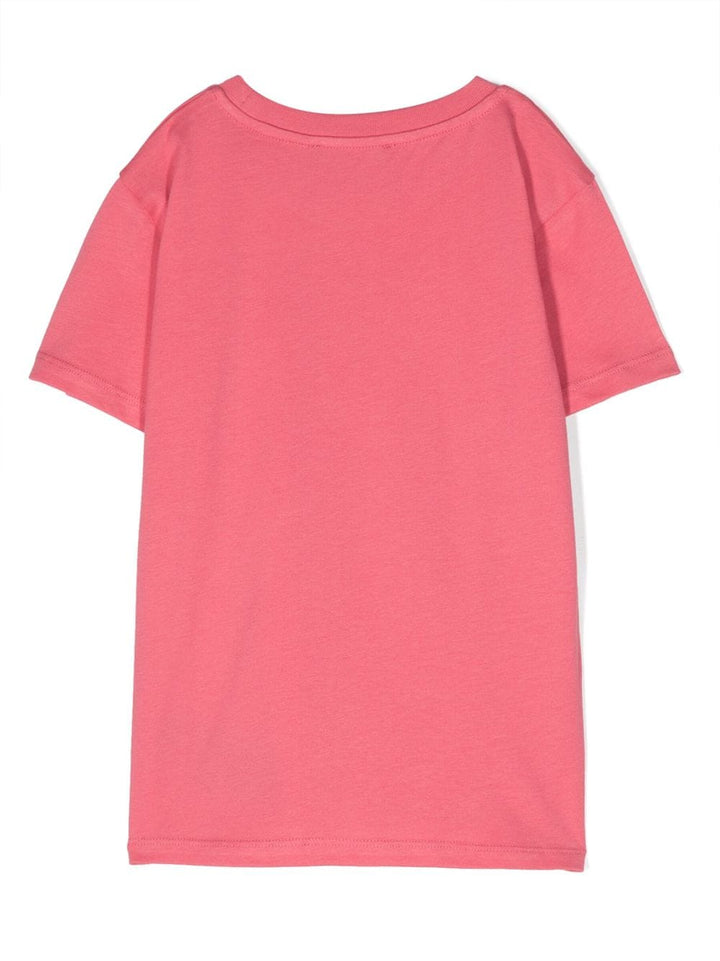 T.shirt rosa per bambina con logo oro