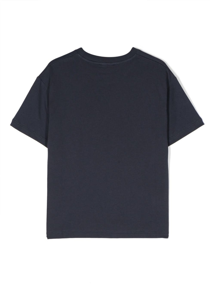 T-shirt blu per bambino con logo nero