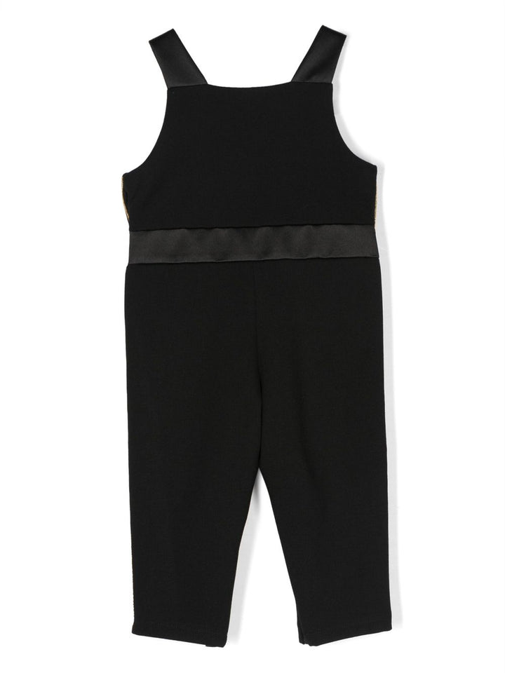 Black baby dungarees with logo