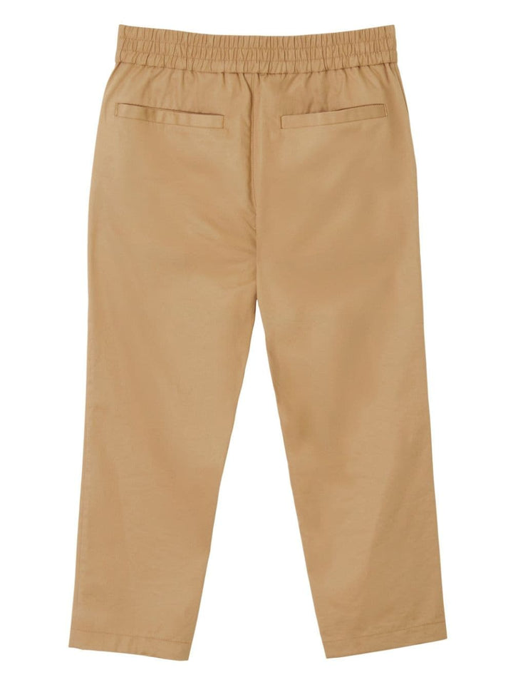 Beige trousers for boys with logo