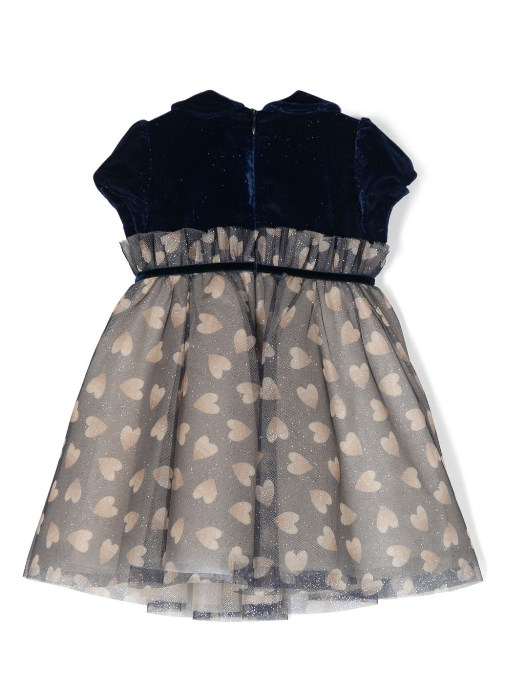 Blue velvet dress for baby girls