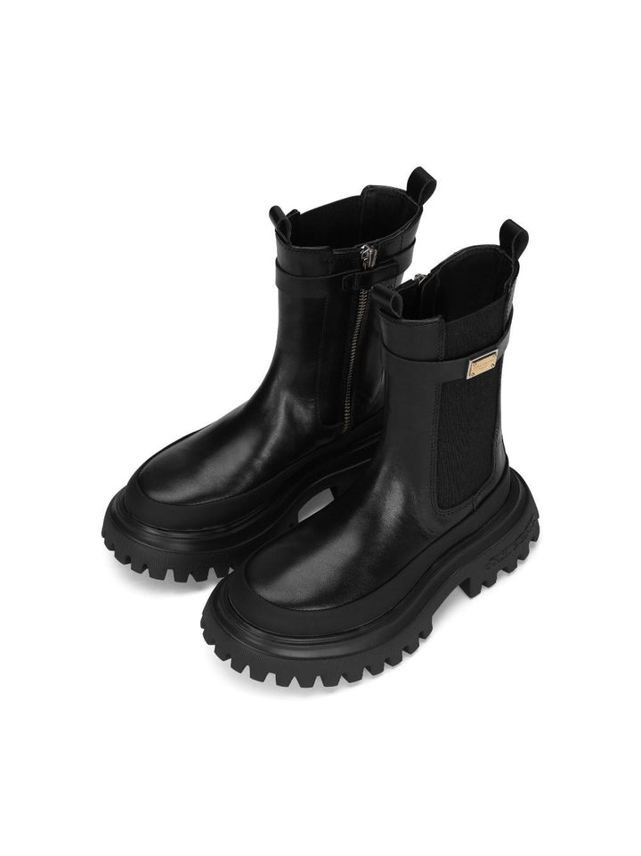 Black leather boots for girls