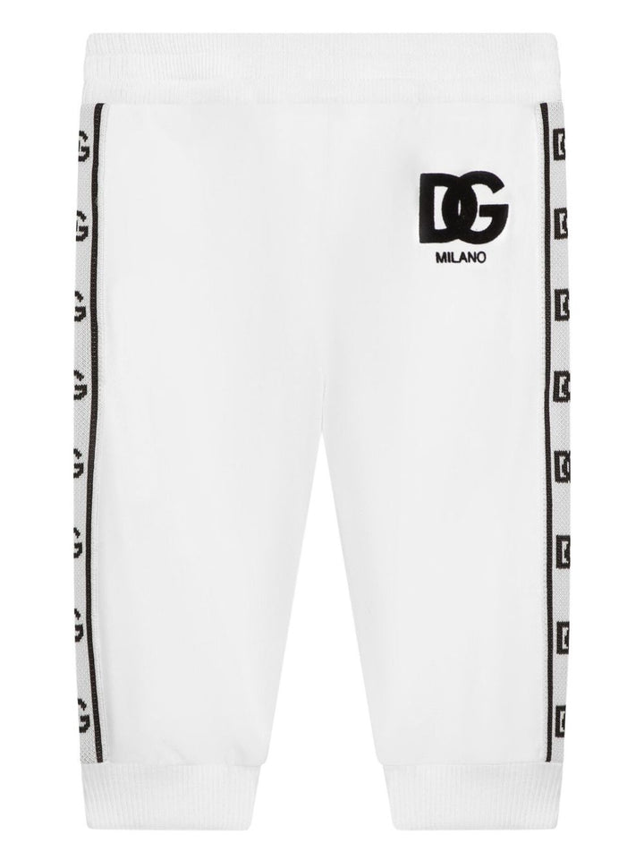 White sports trousers for newborns with logo