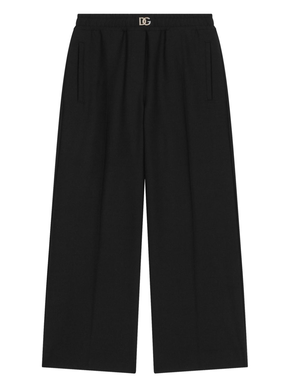 Black trousers for girls with logo plaque