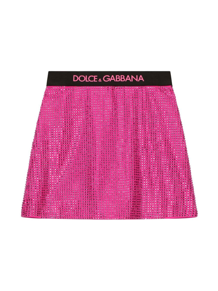Fuchsia skirt for girls with rhinestones