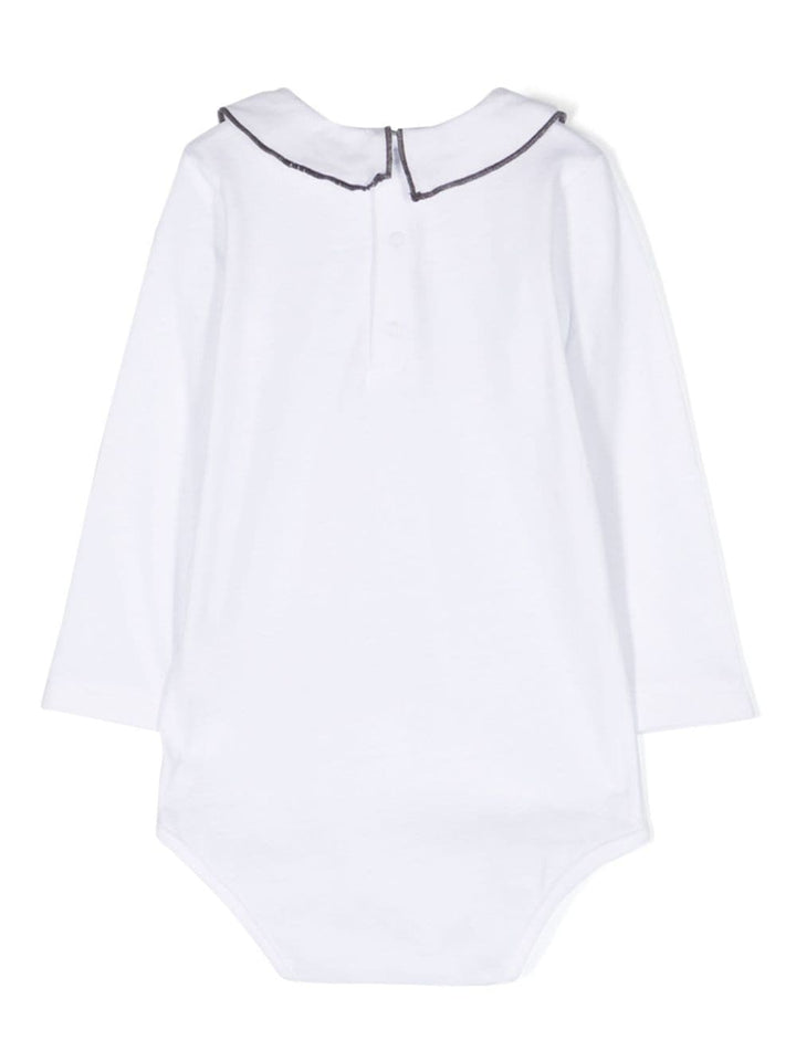 White bodysuit for baby girls with logo