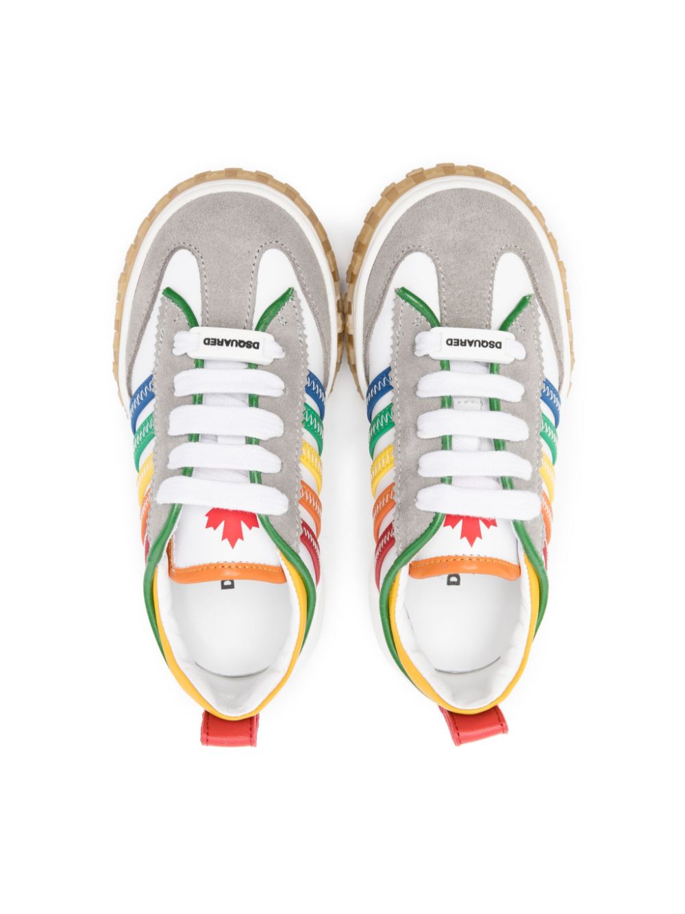 Sneakers bianche con strisce multicolore per bambino