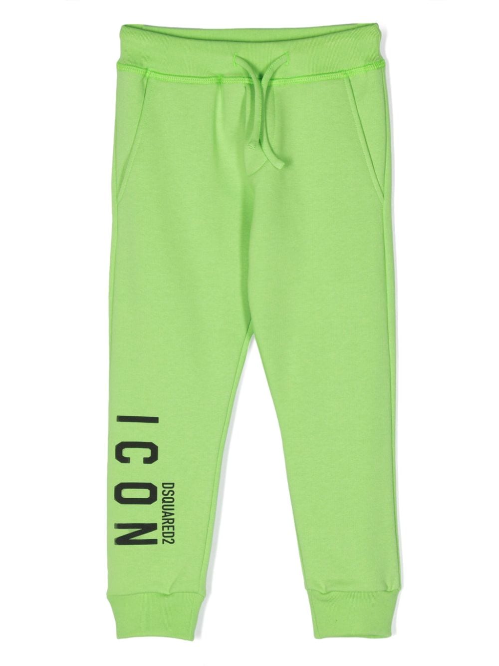 Green sports trousers for boys with print