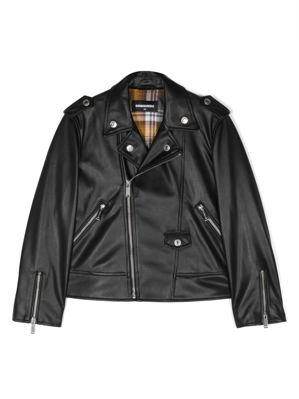 Black eco-leather jacket for children