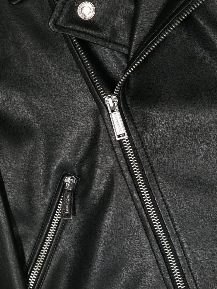 Black eco-leather jacket for children