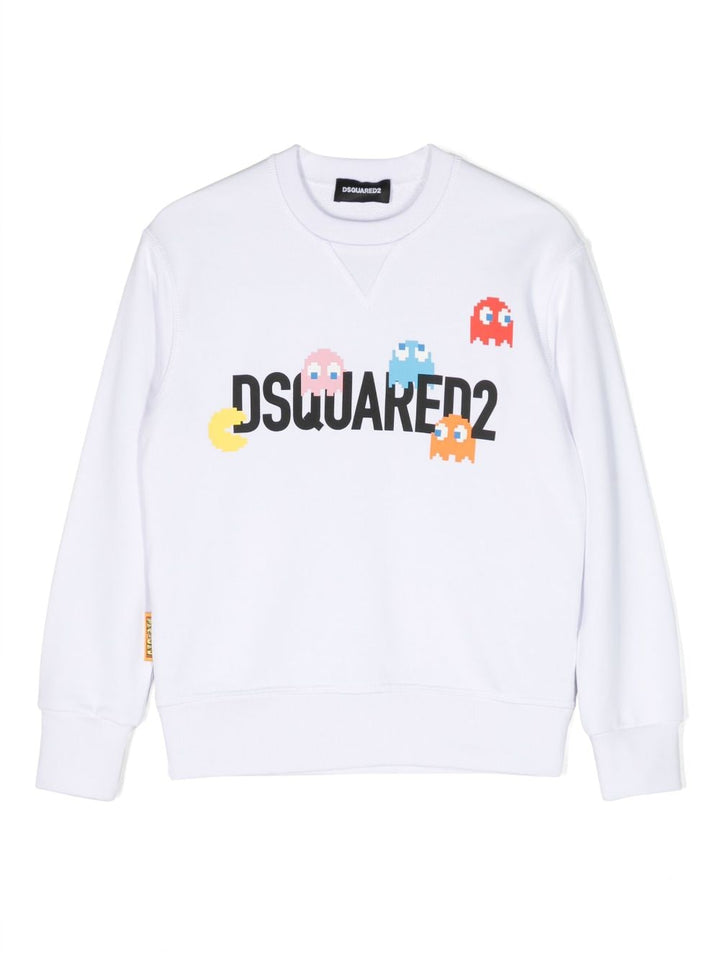 White sweatshirt for boys with print