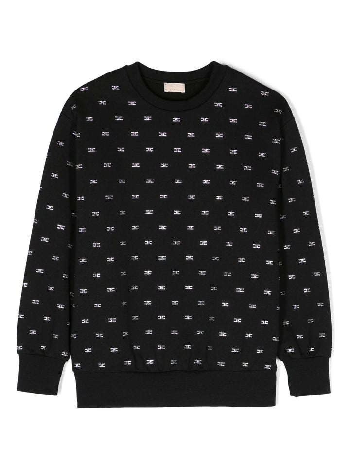 Black sweatshirt for girls with rhinestones