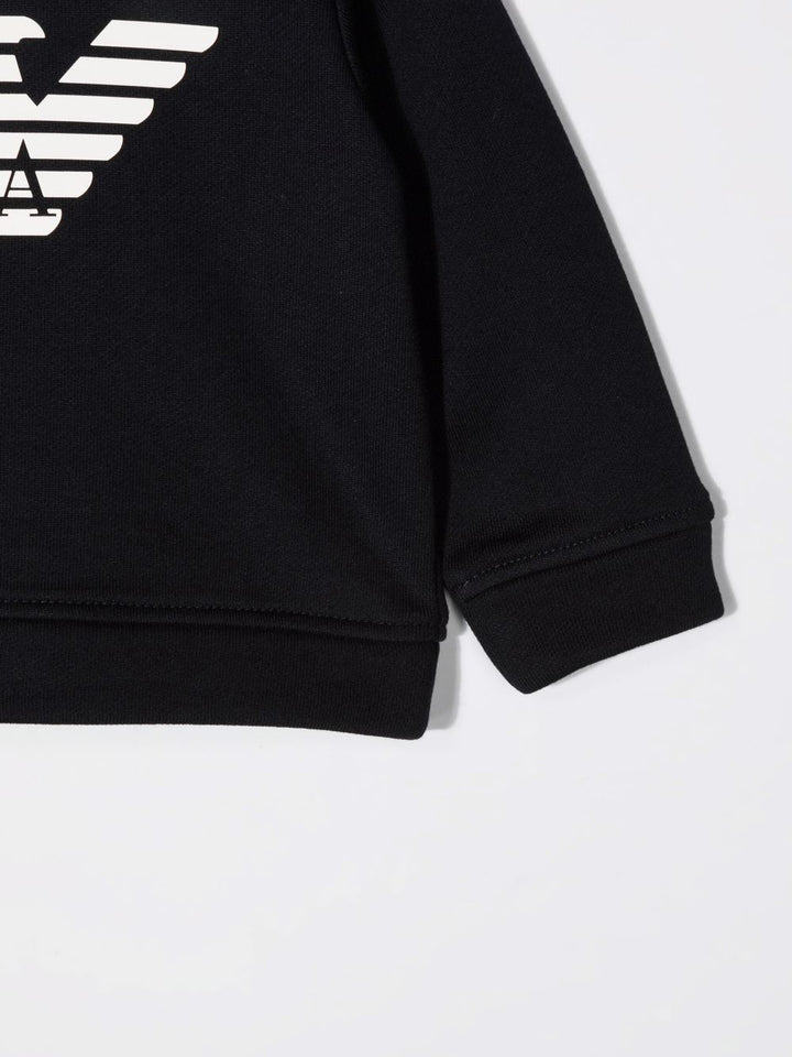 Felpa nera per neoanto con logo bianco 8NHMR61JRIZ F907 Emporio Armani Kids 