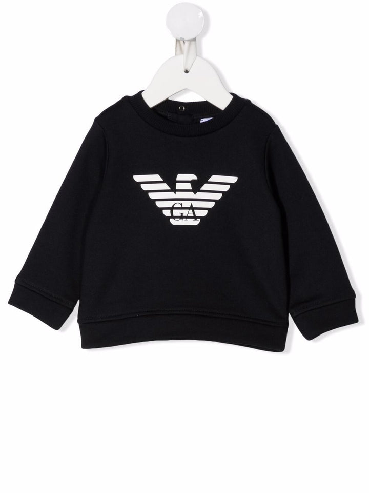 Felpa nera per neoanto con logo bianco 8NHMR61JRIZ F907 Emporio Armani Kids 