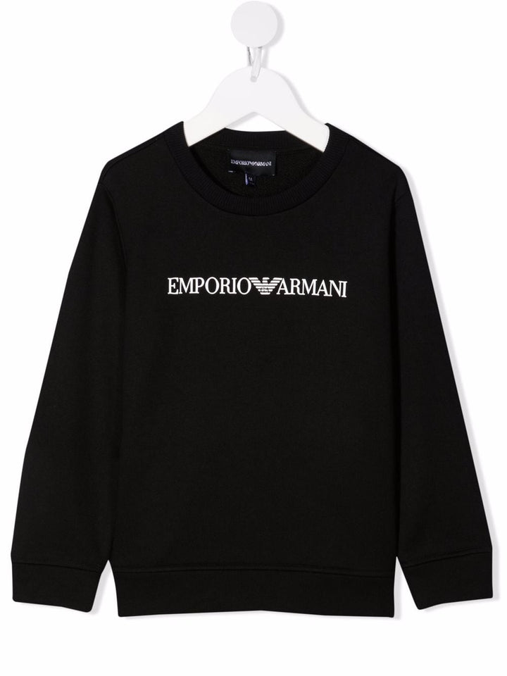 Black sweatshirt for boys with logo print