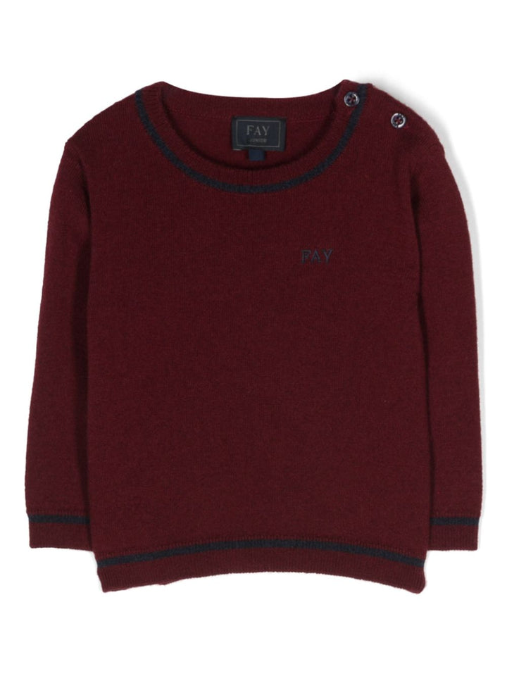 Red baby sweater with logo
