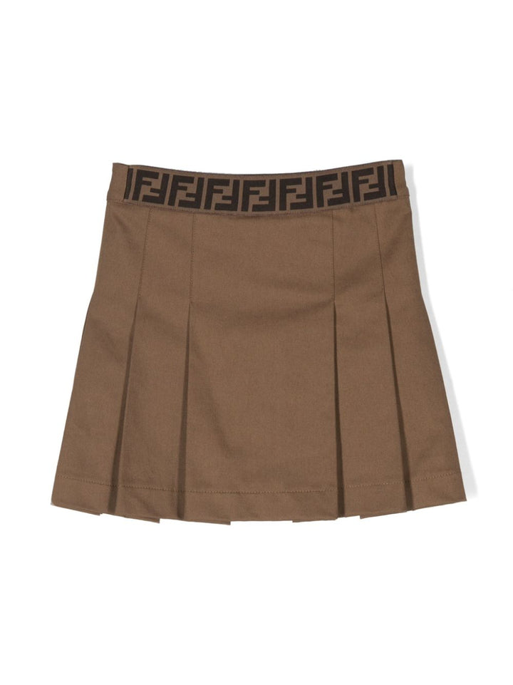 Gonna marrone per bambina con logo JFE090AOBC F1KE2 Fendi Kids 