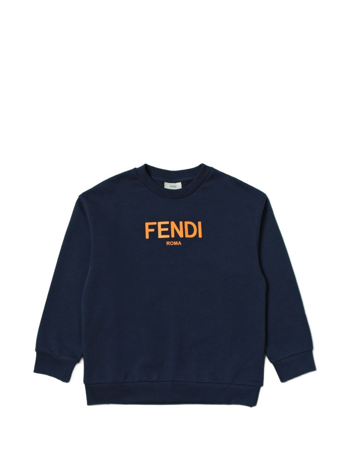 Felpa blu per bambino con logo JUH0515V0 F1I11 Fendi Kids 