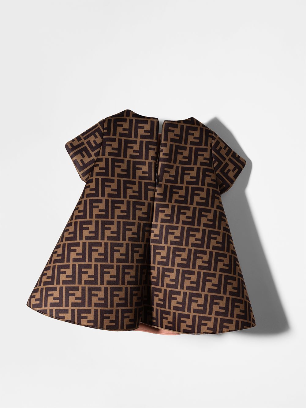 Brown dress for baby girls with all-over logo