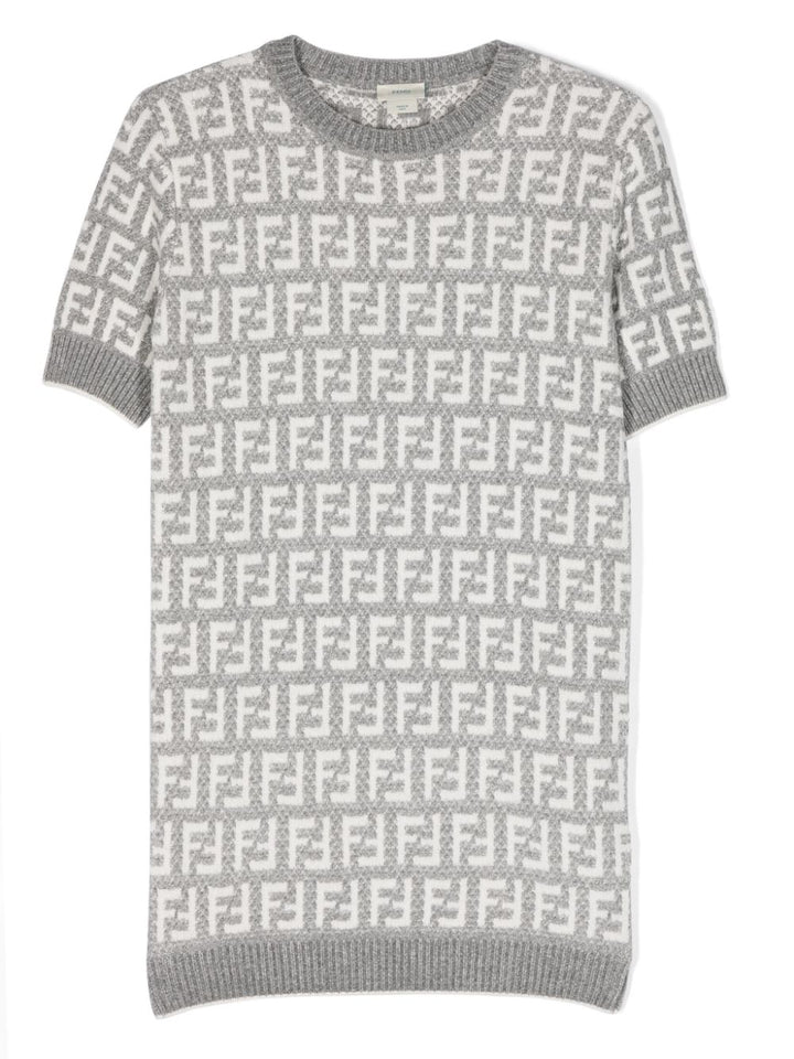 Light gray dress for girls with logo