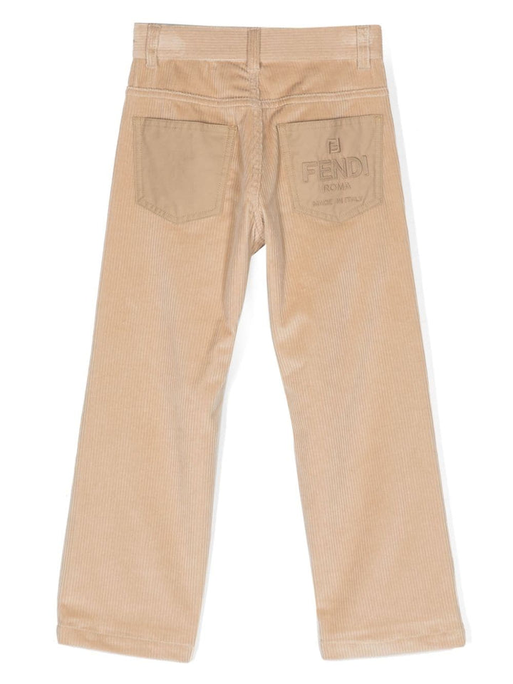 Beige trousers for girls with logo