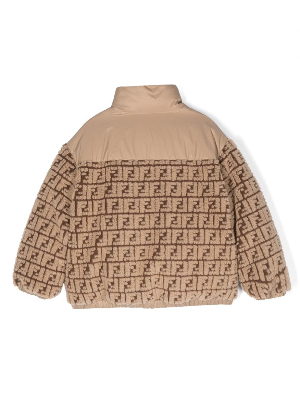 Beige jacket for boys with all-over logo