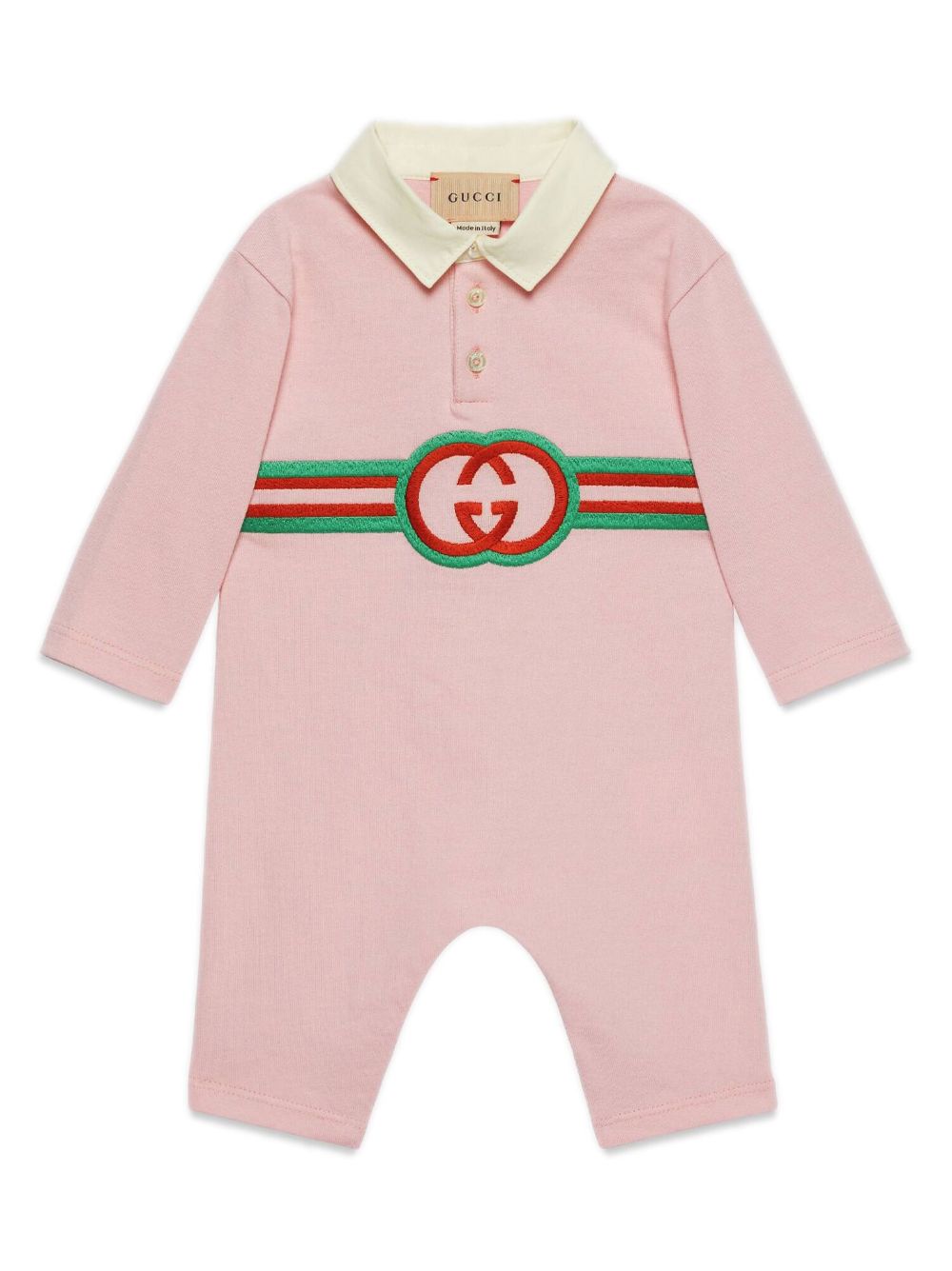 Pink baby girl onesie with logo