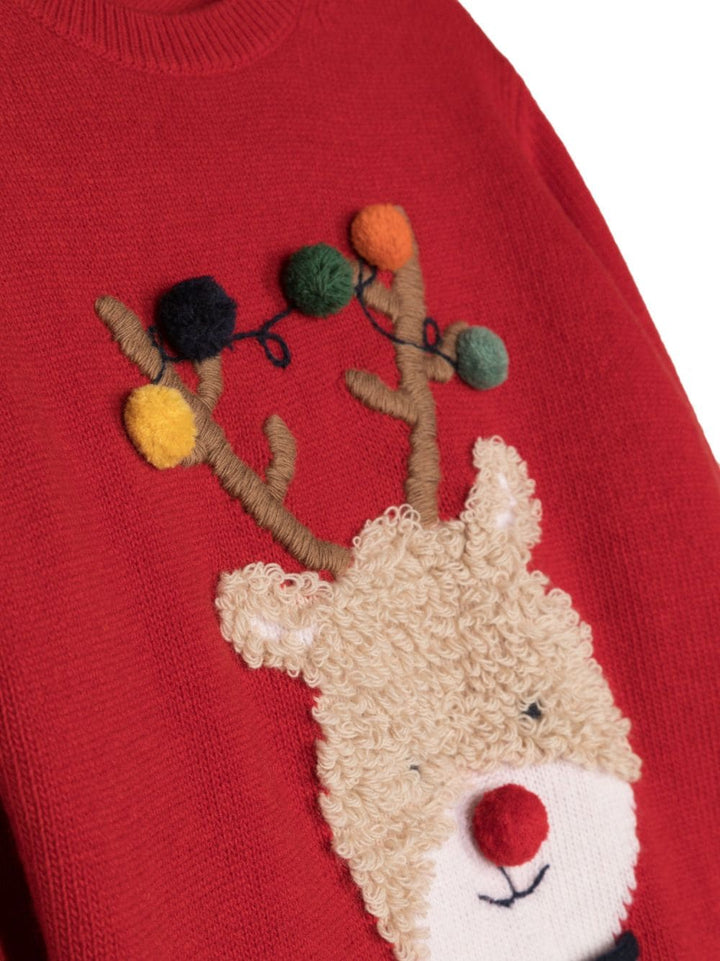 Red baby sweater with reindeer