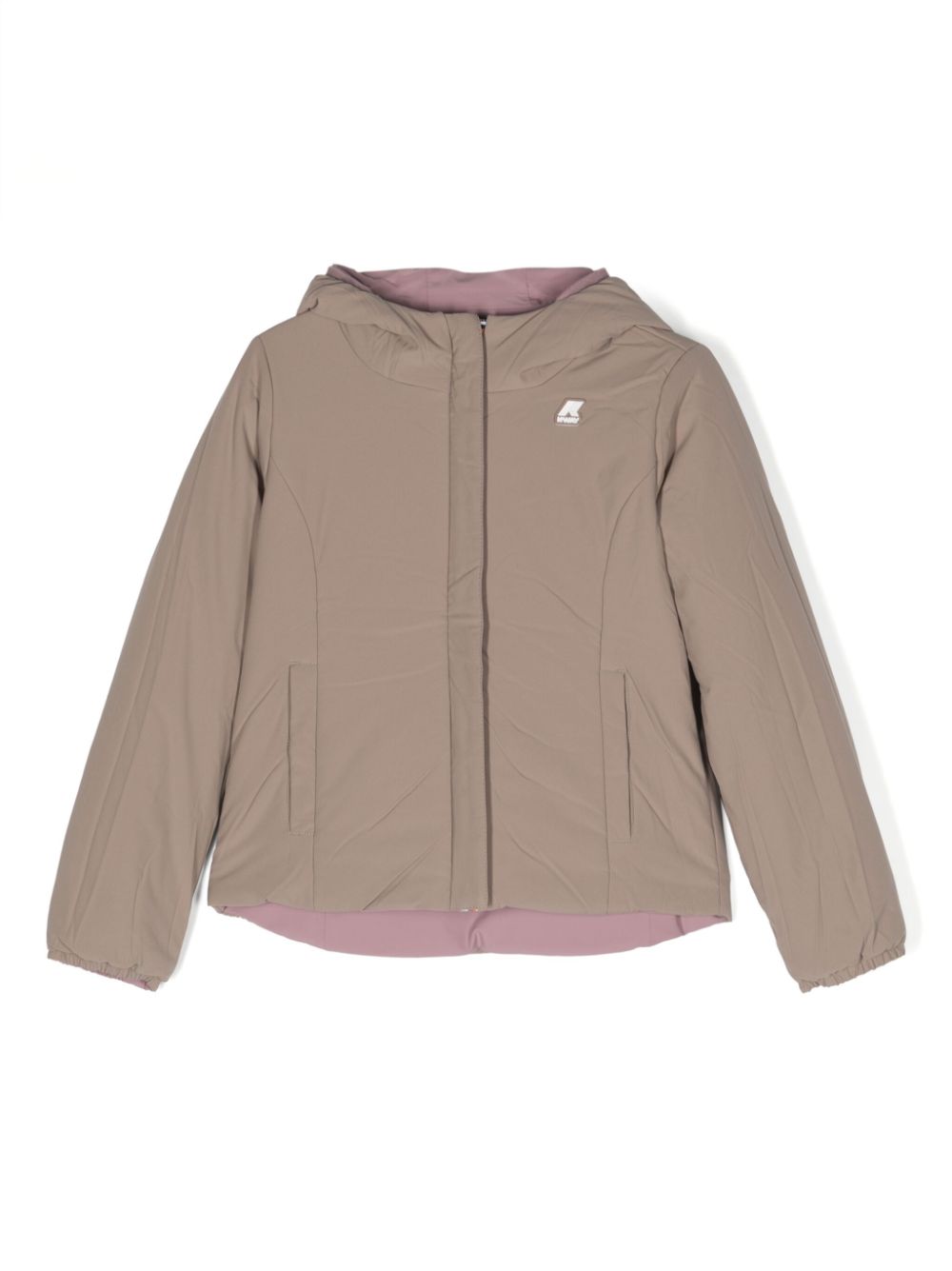 Mauve and beige reversible jacket for girls