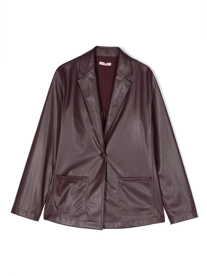 Purple faux leather blazer for girls