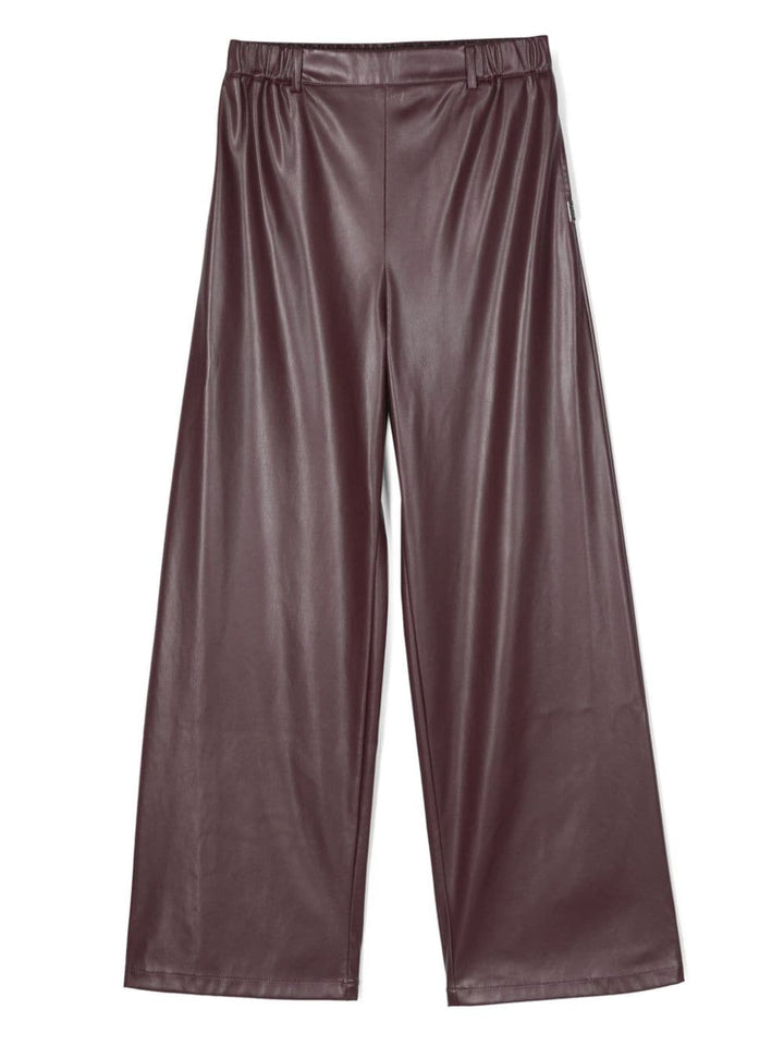 Purple eco-leather trousers for girls