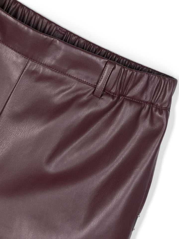 Purple eco-leather trousers for girls