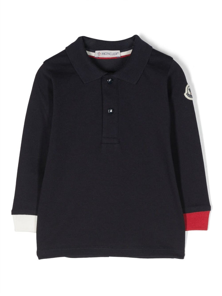 Blue polo shirt for newborns with logo