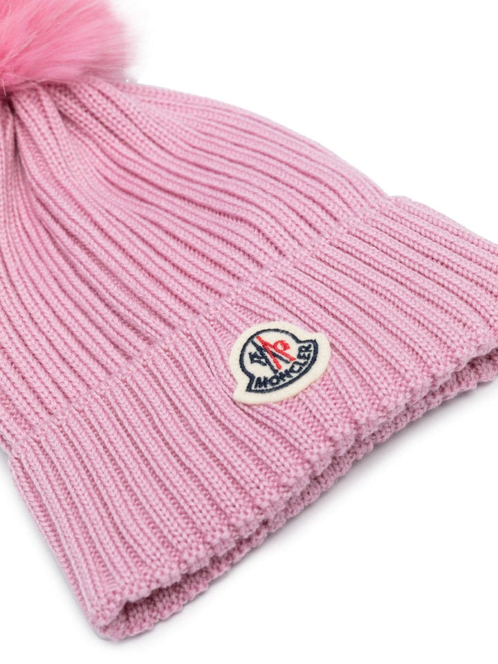 Pink hat for girls with pompon