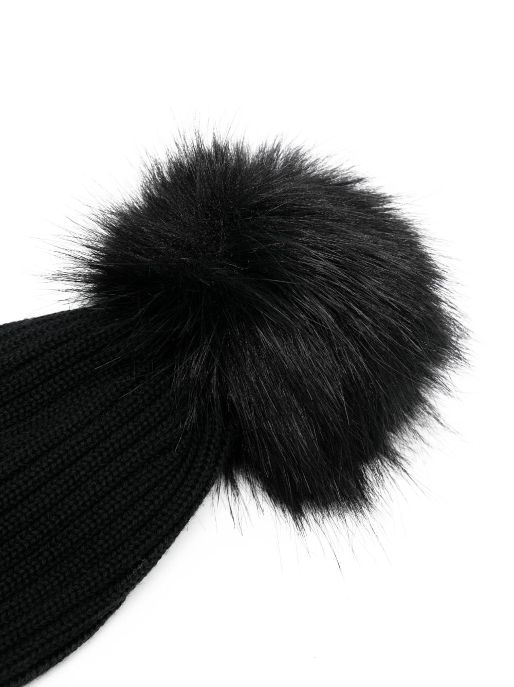 Black hat for children with pompom and logo