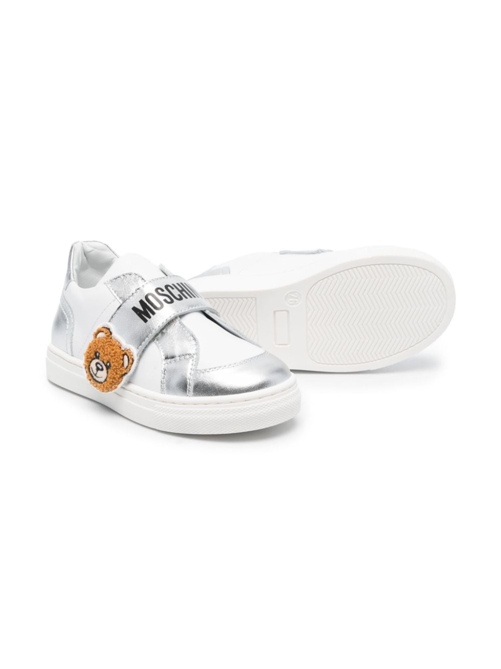 Sneakers bianche e argento per bambina