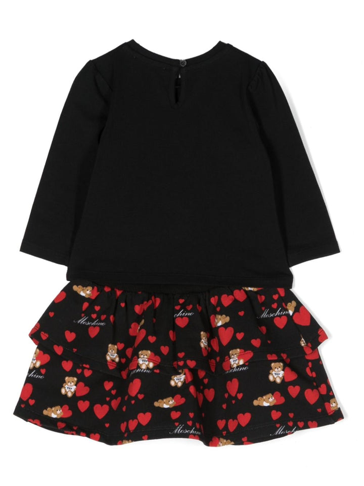 Black dress for baby girls with print